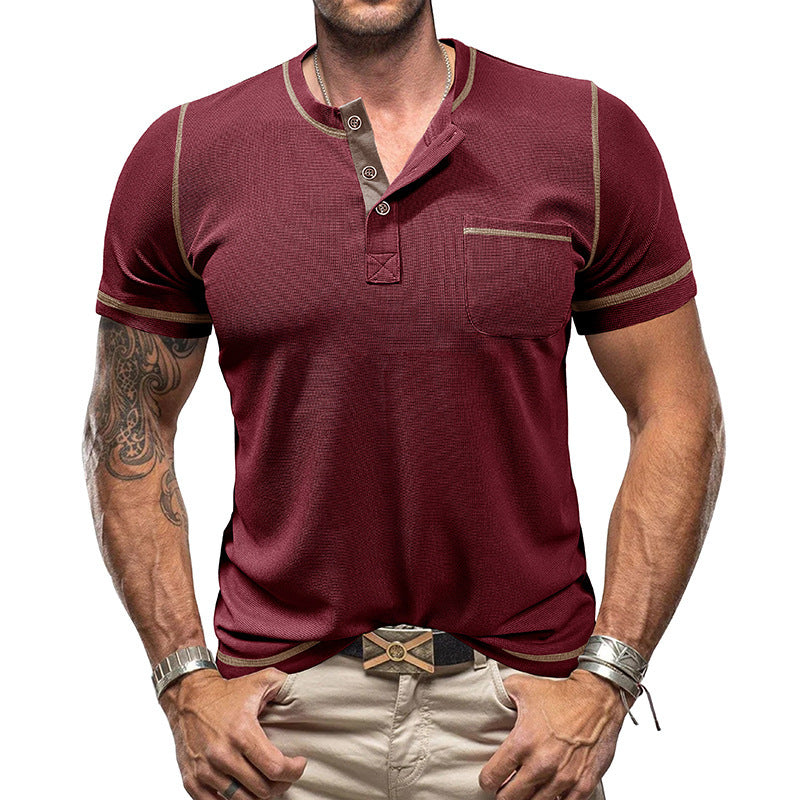 Herren Kurzarmshirt mit modischem Henley-Kragen Echoarchiv