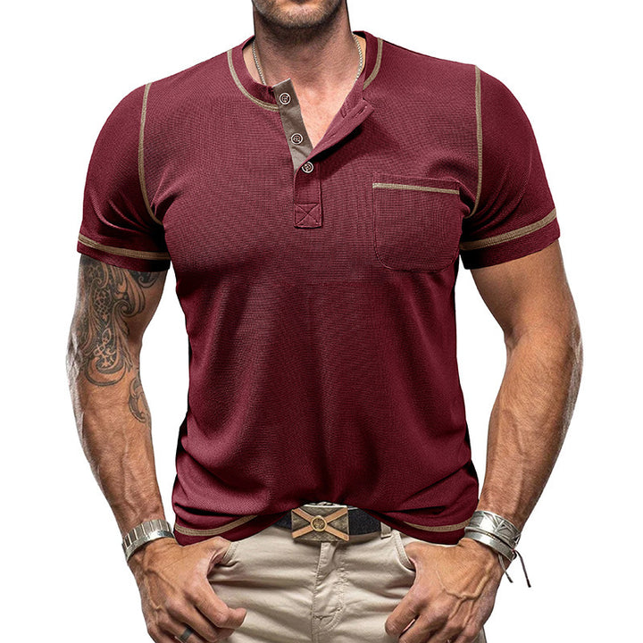 Herren Kurzarmshirt mit modischem Henley-Kragen Echoarchiv