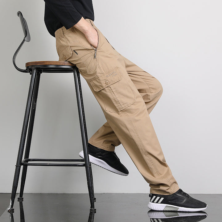 Herren Lockere Cargohose mit elastischem Bund, Multifach‑Taschen & geradem Bein Echo Archiv