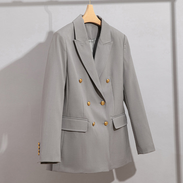 Damen Doppelreihiger Tailoring-Blazer mit Goldknöpfen und figurformenden Abnähern Echoarchiv