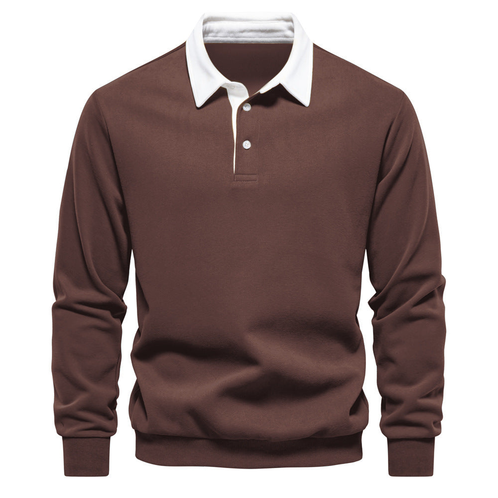 Herren nan elegantes Langarm-Poloshirt mit Kontrastkragen Echo Archiv