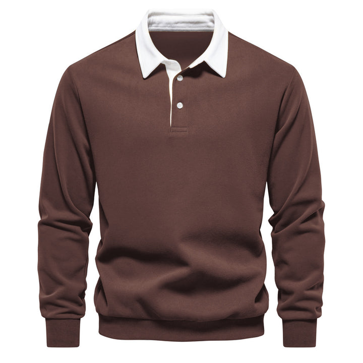Herren nan elegantes Langarm-Poloshirt mit Kontrastkragen Echo Archiv