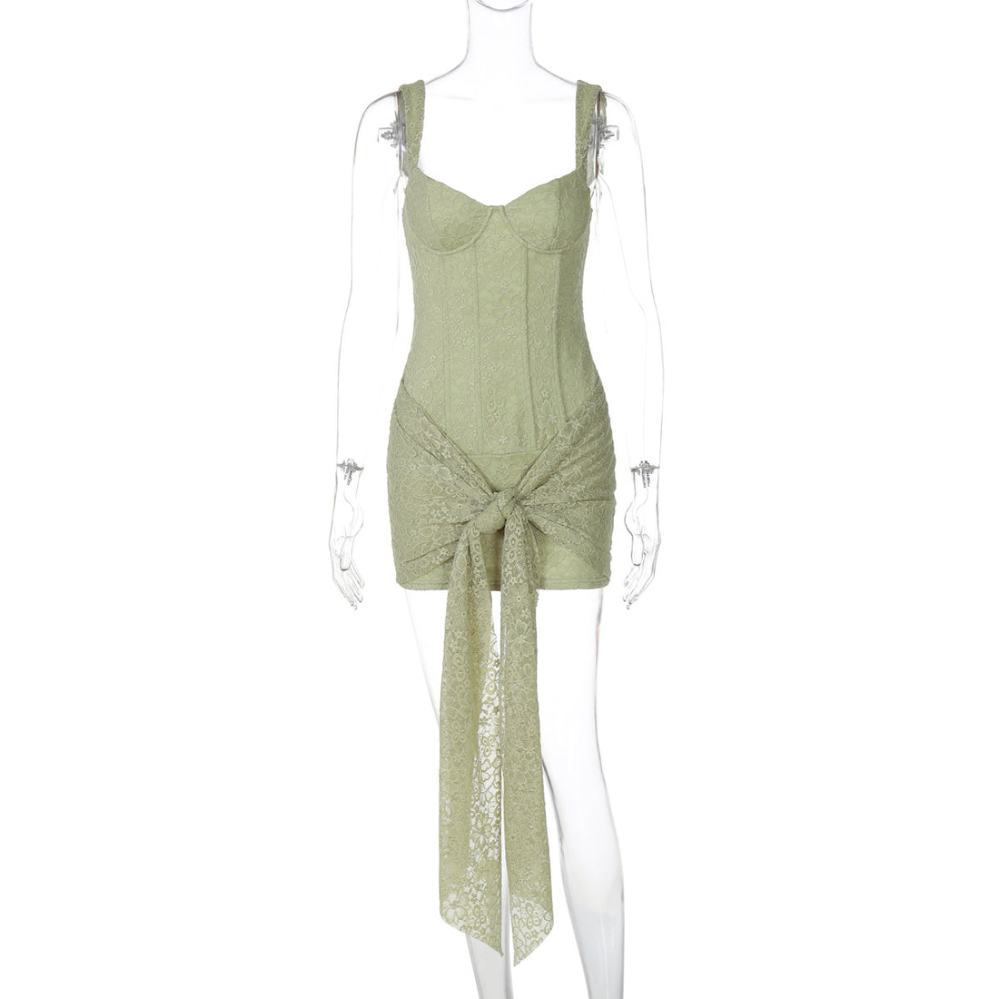 Damen Elegantes Kleid mit Spitzenverzierungen und Raffungsdetails – Élara