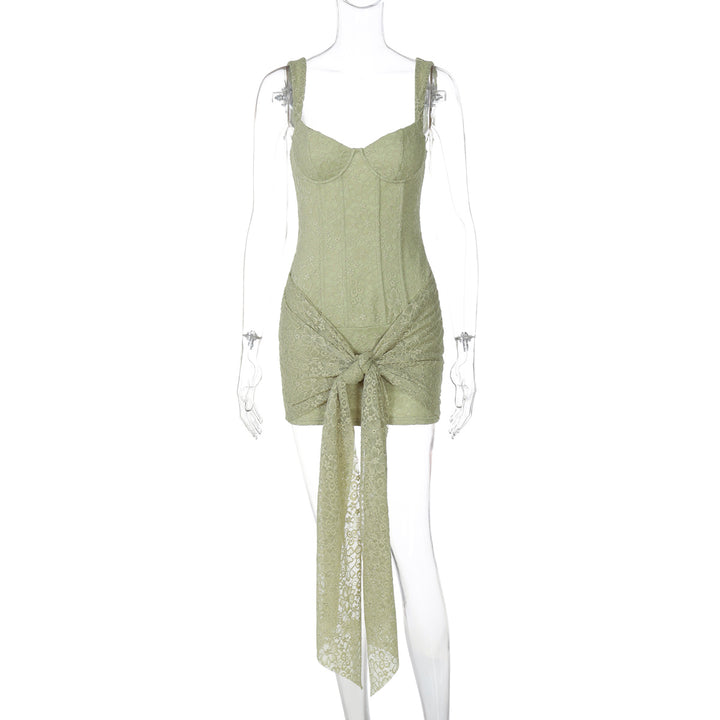 Damen Elegantes Kleid mit Spitzenverzierungen und Raffungsdetails Echo Archiv