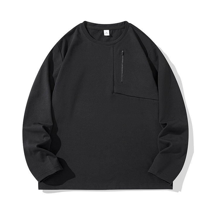 Unisex Oversize Langarm‑Sweatshirt mit Brustreißverschlusstasche und Rundhalsausschnitt Echoarchiv