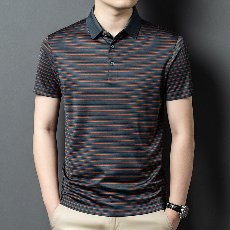 Herren Kurzarm Poloshirt mit innovativem Streifenmuster und atmungsaktiver Technologie Echoarchiv