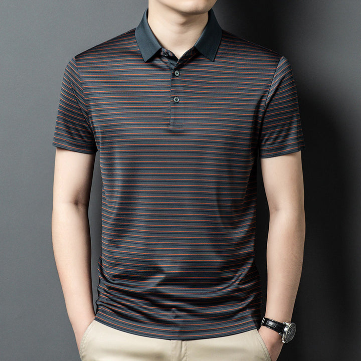 Herren Kurzarm Poloshirt mit innovativem Streifenmuster und atmungsaktiver Technologie Echoarchiv