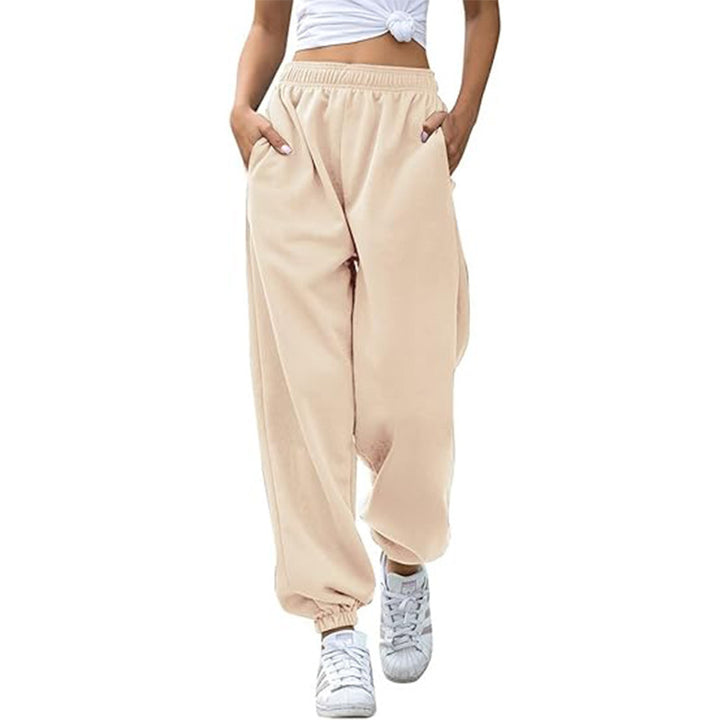 Damen nan weite High-Waist Jogginghose aus weichem Fleece mit elastischem Bund, Eingrifftaschen und engen Saumbündchen Echo Archiv