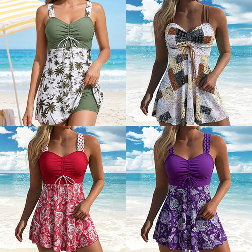 Damen Schwimmdress mit floralem Oberteil und lässigem Rock Echo Archiv