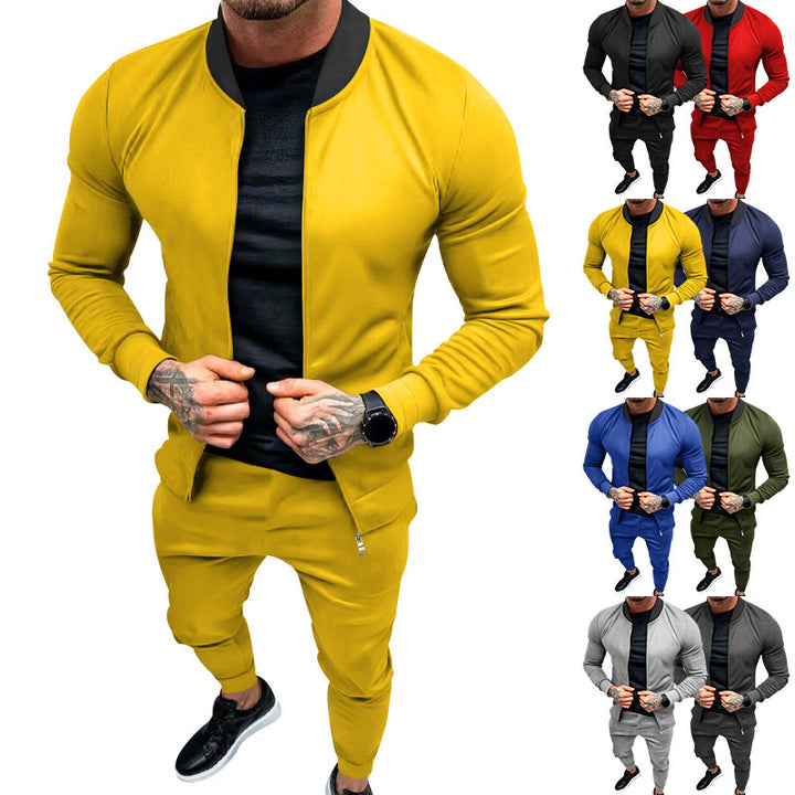 Herren nan sportlicher Freizeit-Trainingsanzug mit taillierter Bomberjacke und konisch zulaufender Jogginghose aus elastischer Baumwollmischung Echo Archiv