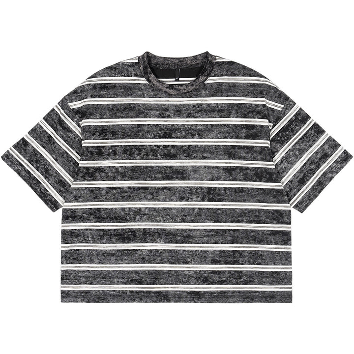 Herren Oversize Kurzarmshirt im verwaschenen Used-Look mit Blockstreifen Echo Archiv