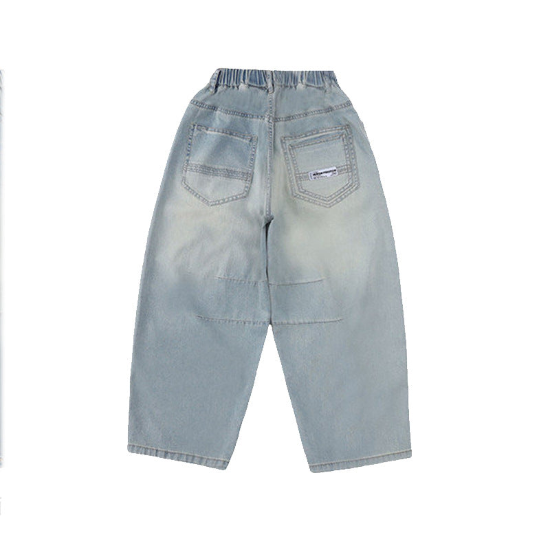 Damen weite lässige Jeans mit elastischem Bund Echo Archiv