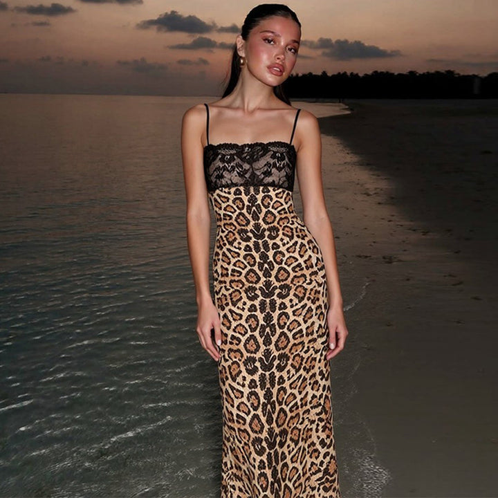 Damen Elegantes und verführerisches Leopardenspitzenkleid Echo Archiv