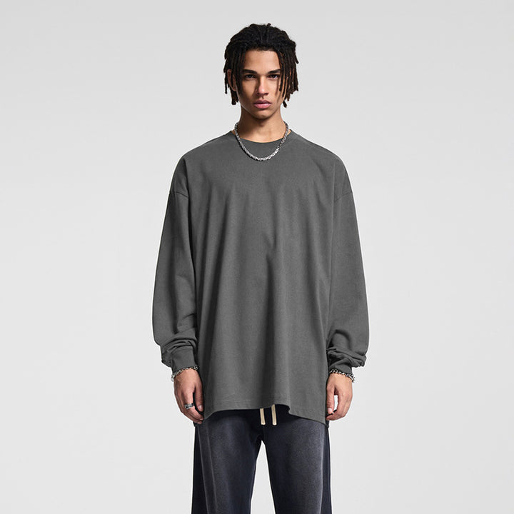 Herren Oversize-Langarmshirt mit überschnittener Schulter und Rundhalsausschnitt Echo Archiv