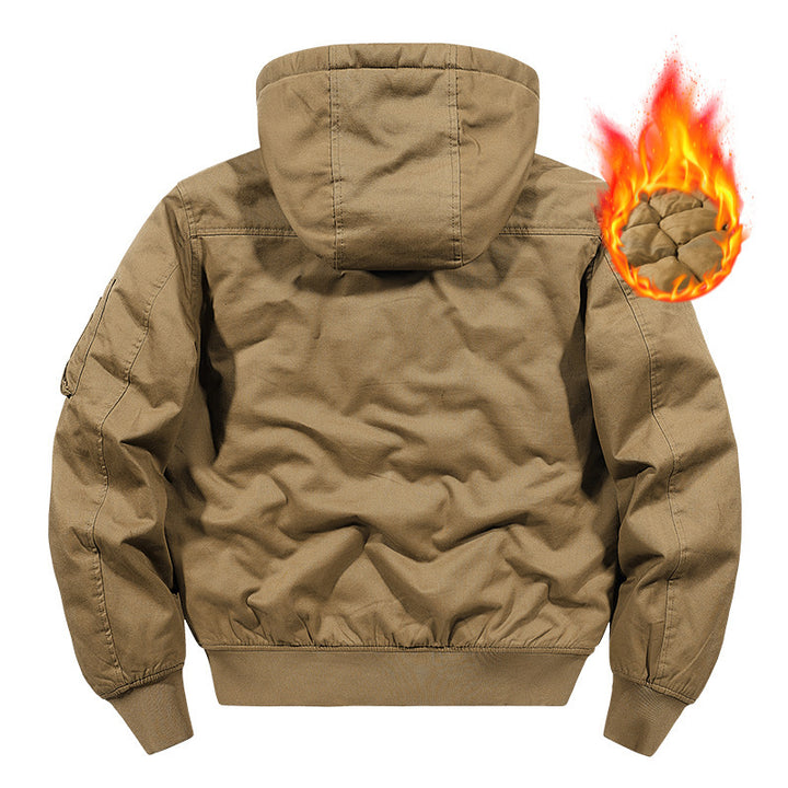 Herren wattierte Kapuzen-Canvas-Fieldjacke mit Ärmeltasche und Thermofutter Echoarchiv