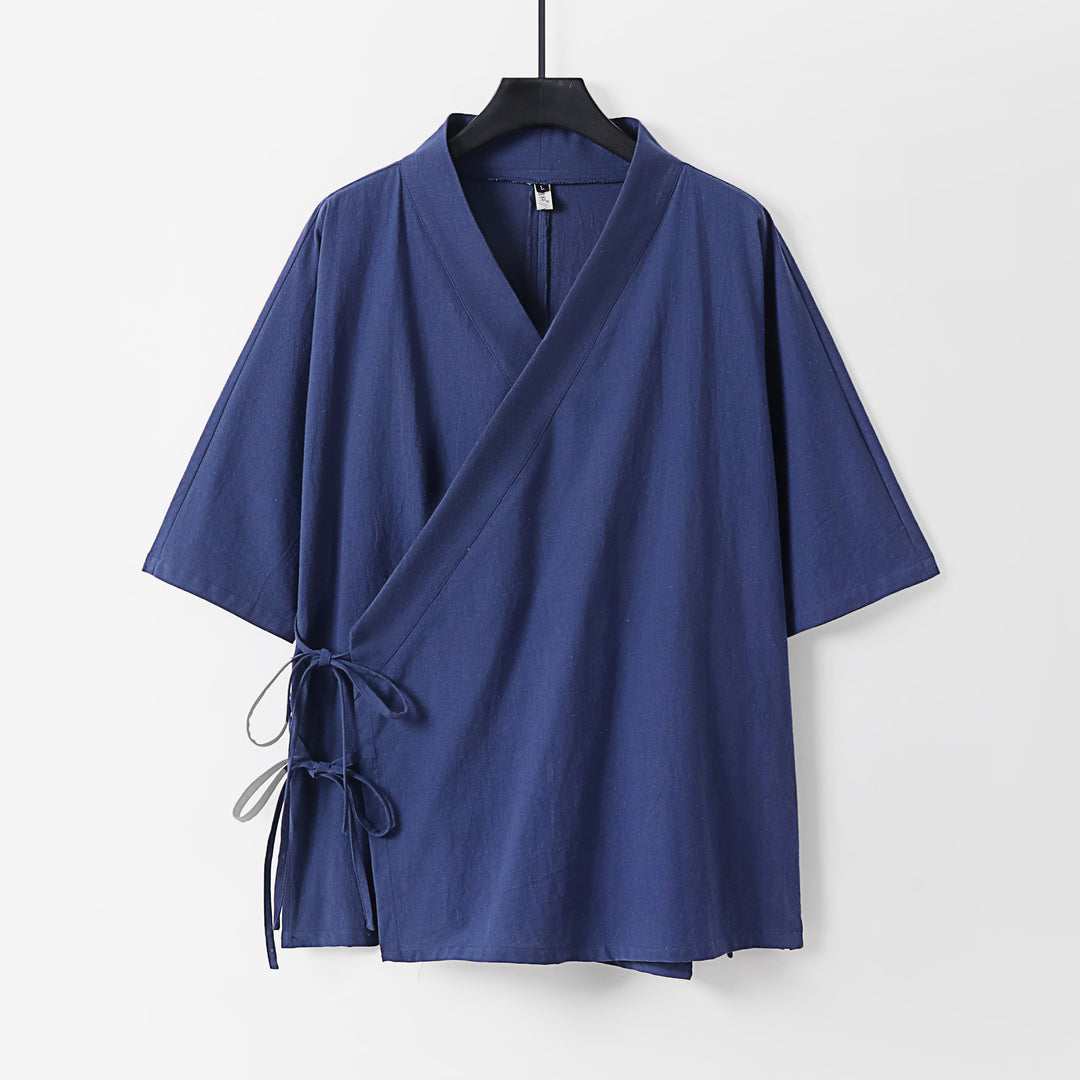 Damen Wickel-Kimono-Oberteil mit kurzen Ärmeln und Seitenschnürung Echoarchiv