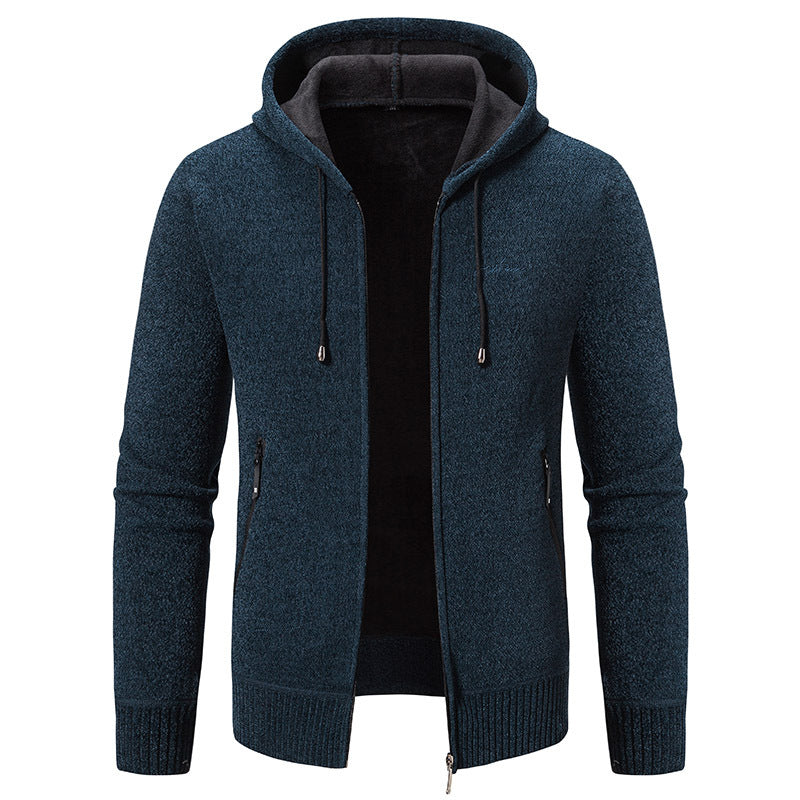 Herren nan warme Strickoptik-Zipjacke mit Teddyfutter, Kapuze und verdeckten Reißverschlusstaschen Echo Archiv