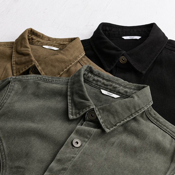 Herren robuste Canvas-Workerjacke mit Fronttaschen und markanten Ziernähten Echoarchiv