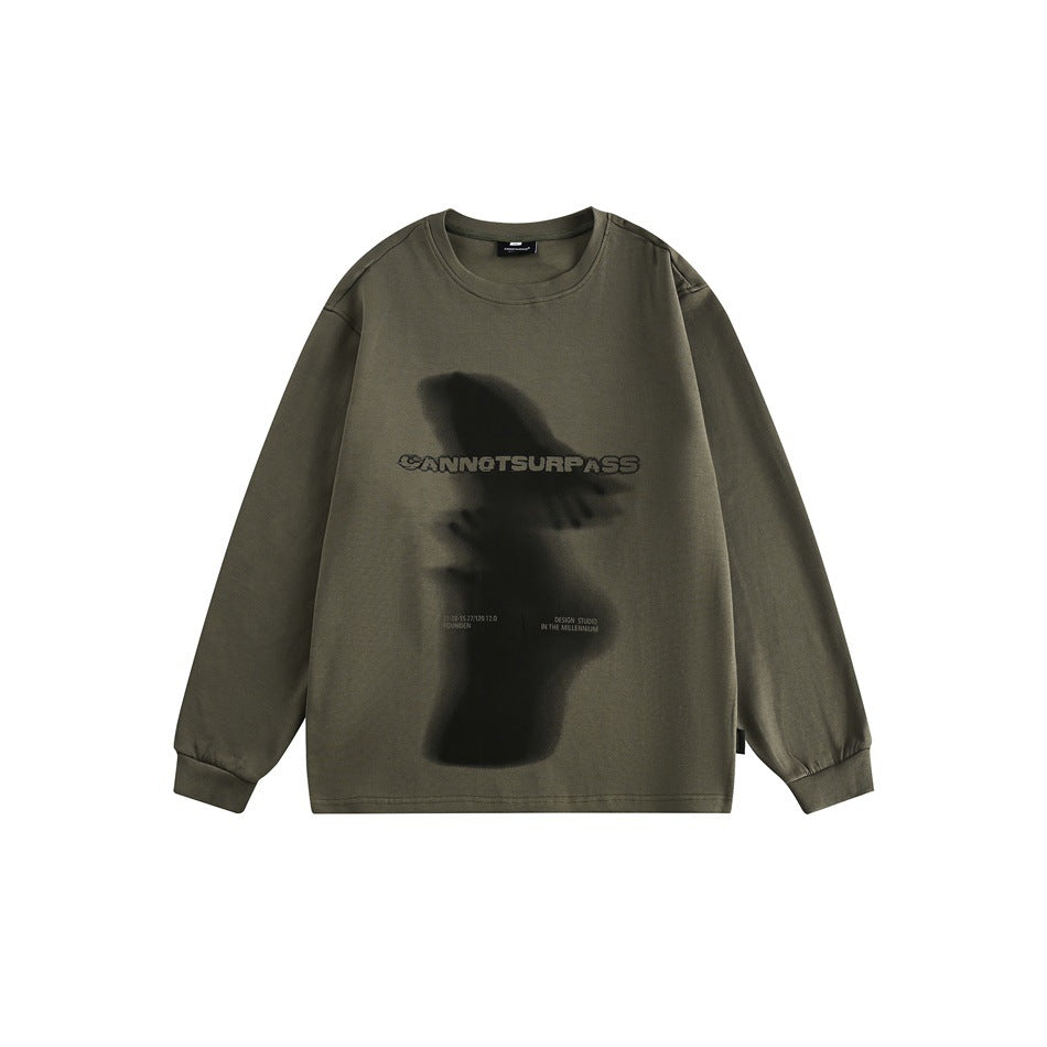 Unisex Oversize-Langarmshirt mit surrealem Photoprint und gerippten Bündchen Echoarchiv