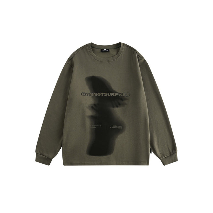Unisex Oversize-Langarmshirt mit surrealem Photoprint und gerippten Bündchen Echoarchiv