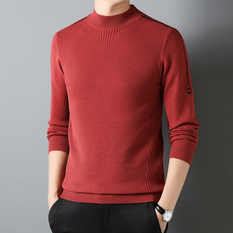 Herren Slim-Fit Strukturierter Feinstrickpullover mit kurzem Schlauchkragen und gerippten Säumen Echo Archiv