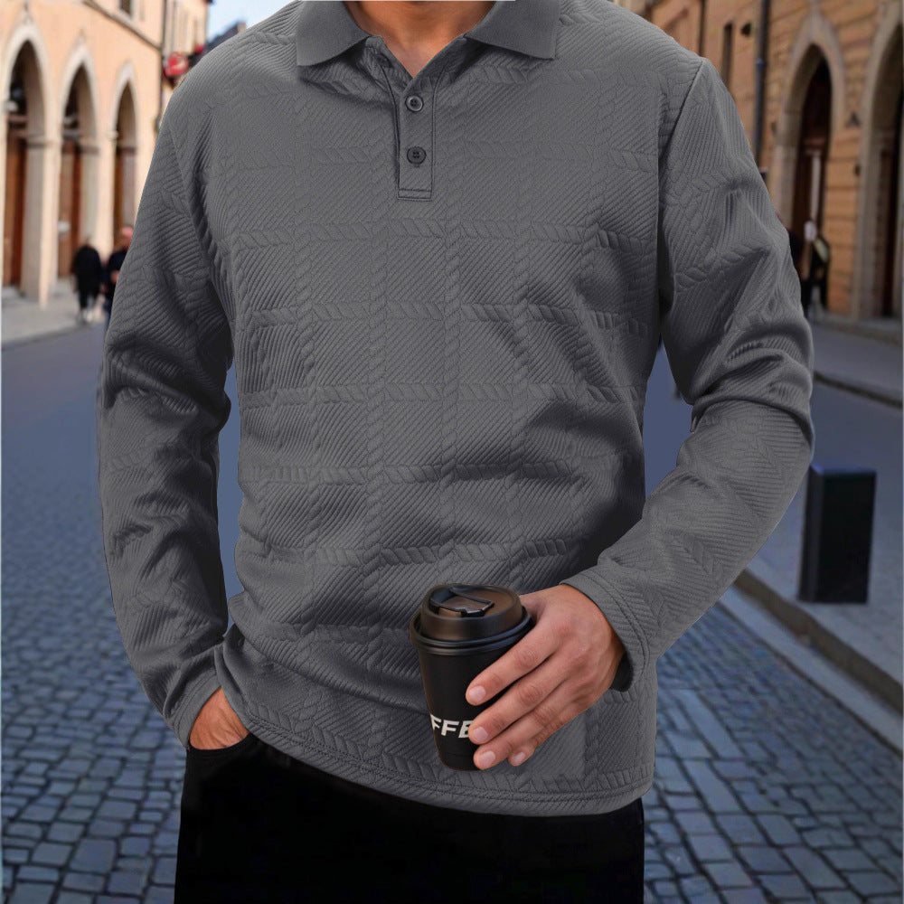 Herren stylisches Langarm-Polohemd mit strukturiertem Design Echoarchiv