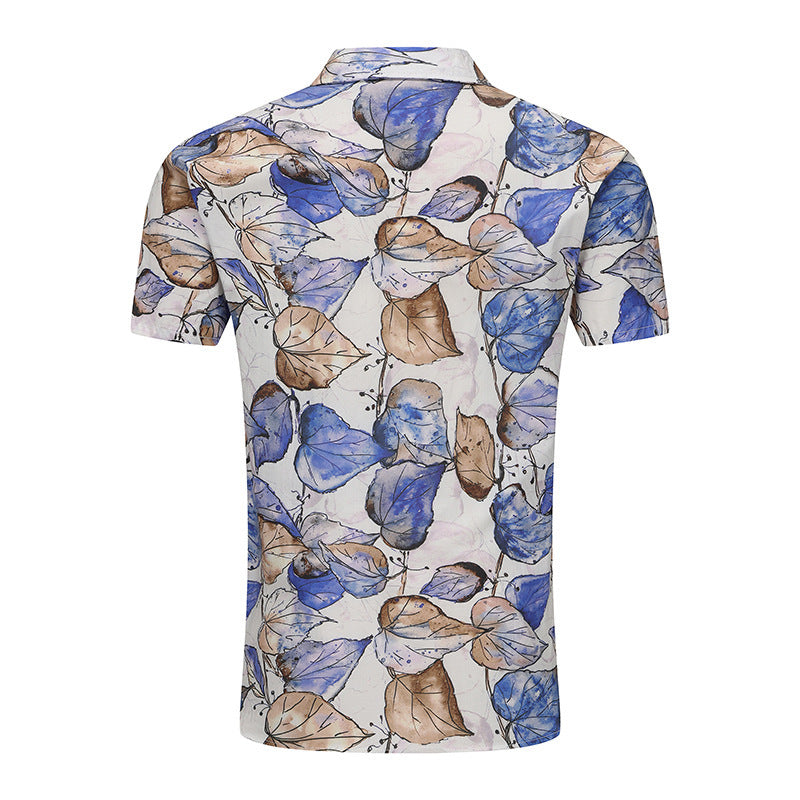 Herren Kurzarm-Hemd mit floralem Design und modischen Details Echoarchiv
