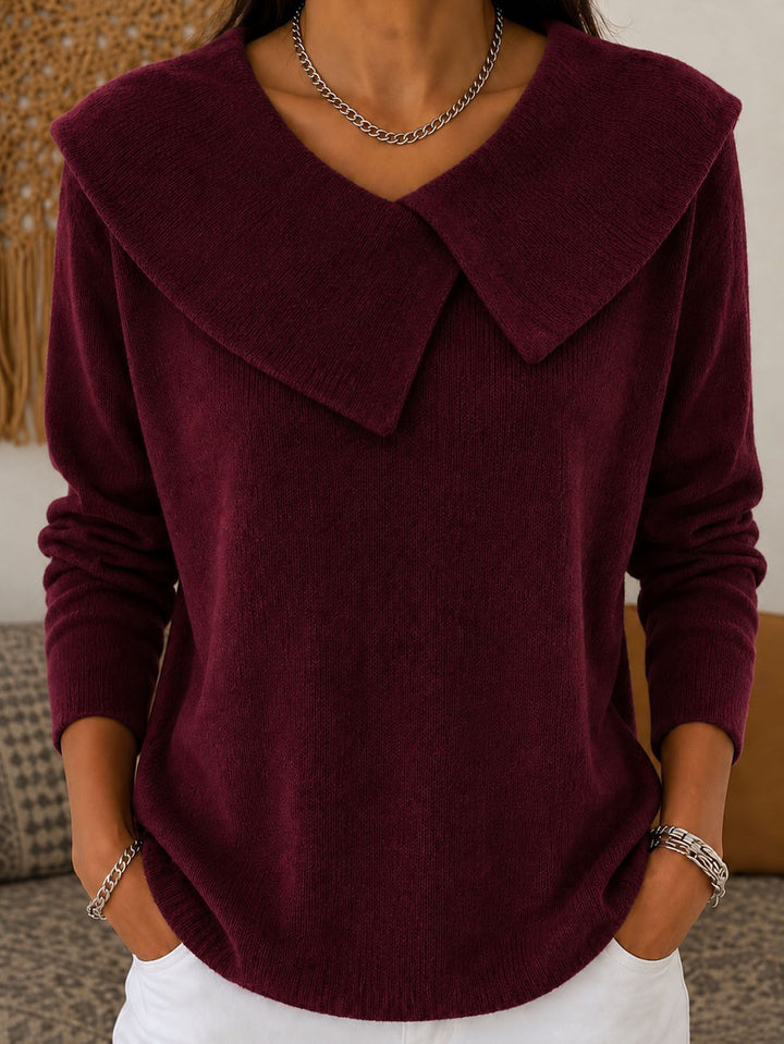 Damen Grobgestrickter Strickpullover mit übergroßem Matrosenkragen – Mavelle