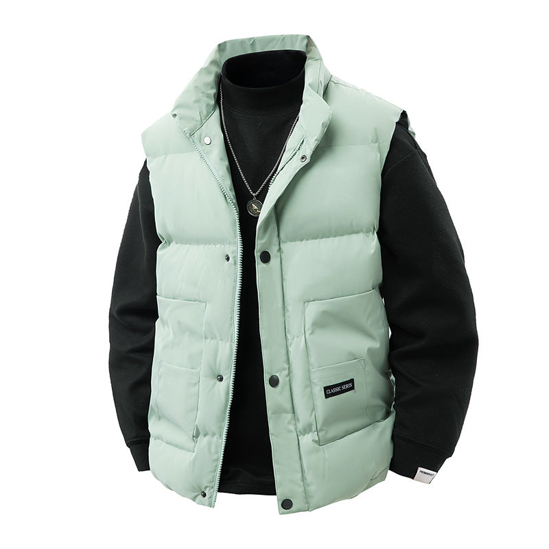 Herren Thermo‑Steppweste mit hoher Kragenblende, Druckknopf‑Front & aufgesetzten Utility‑Taschen Echoarchiv