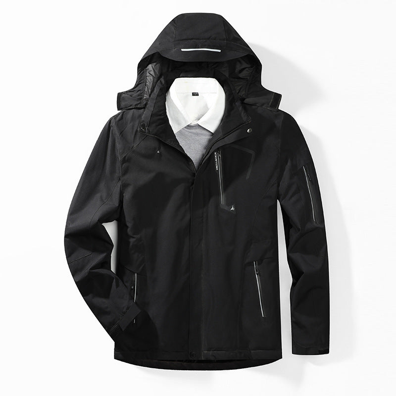 Herren Camouflage Regenjacke mit Kapuze und verstärkten Reißverschlusstaschen – Taviero