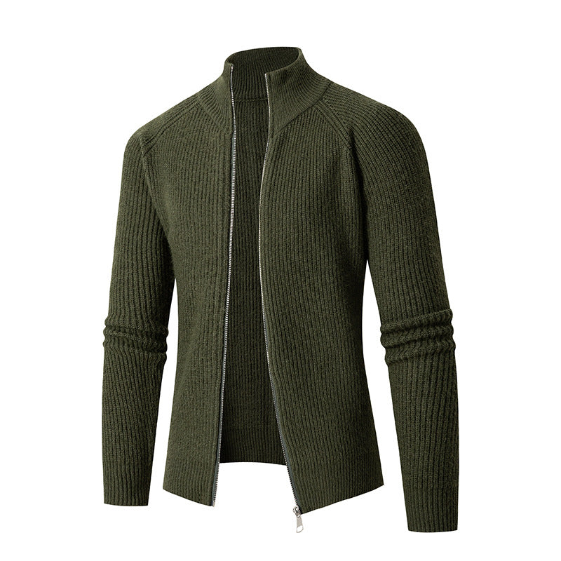 Herren nan schlanker Zip-Cardigan aus Merino-Mix mit Rippstruktur und Raglanärmeln Echo Archiv
