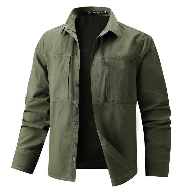 Herren nan leichtes Outdoor-Hemdjacke mit zwei vertikalen Brust-Reißverschlusstaschen und verstärkten Schulterpassen Echo Archiv