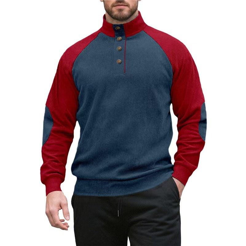 Herren sportlicher Stehkragenpullover mit strukturiertem Fleece-Aussehen Echoarchiv