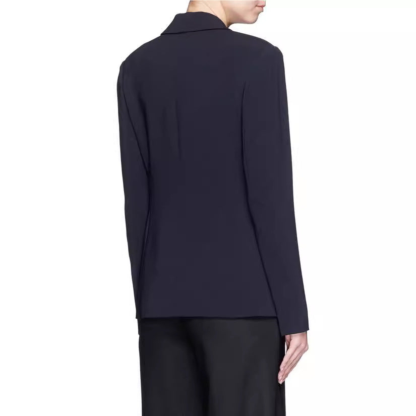 Damen Schalkragen-Wickelblazer mit seitlicher Knotenbindung und Pattentaschen Echoarchiv