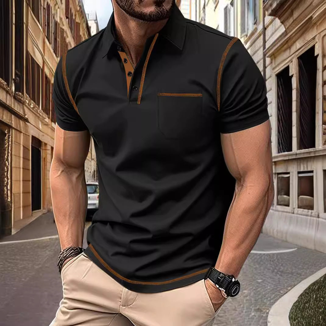 Herren Polohemd mit elegantem Stehkragen und modernen Akzenten Echoarchiv