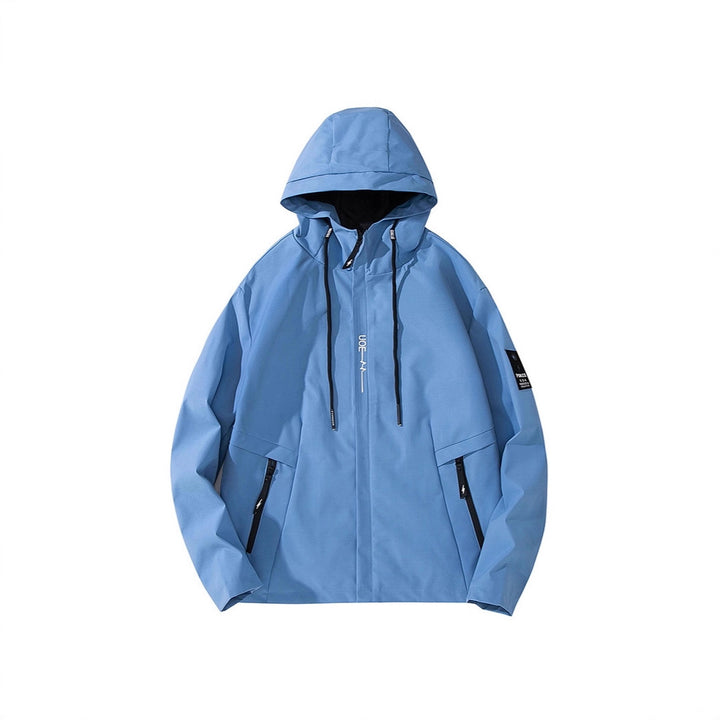 Herren Leichte Kapuzen-Softshelljacke im urbanen Utility-Stil mit verstellbarer Kapuze und verdecktem Reißverschluss Echoarchiv