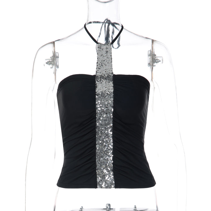 Damen Cropped Top mit Glitzerdetails und figurbetonter Passform Echo Archiv