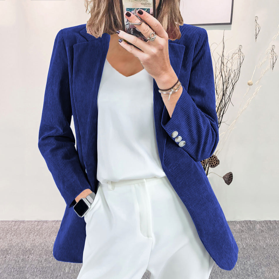 Damen Cordblazer im Oversized-Schnitt mit Revers und Schmuckknöpfen Echoarchiv