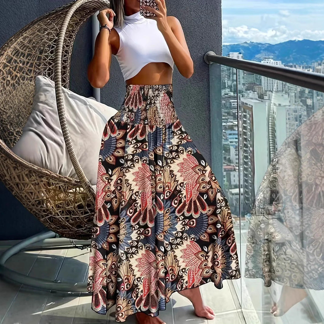 Damen Maxirock mit hohem Smokbund und floraler Paisley‑Optik Echo Archiv