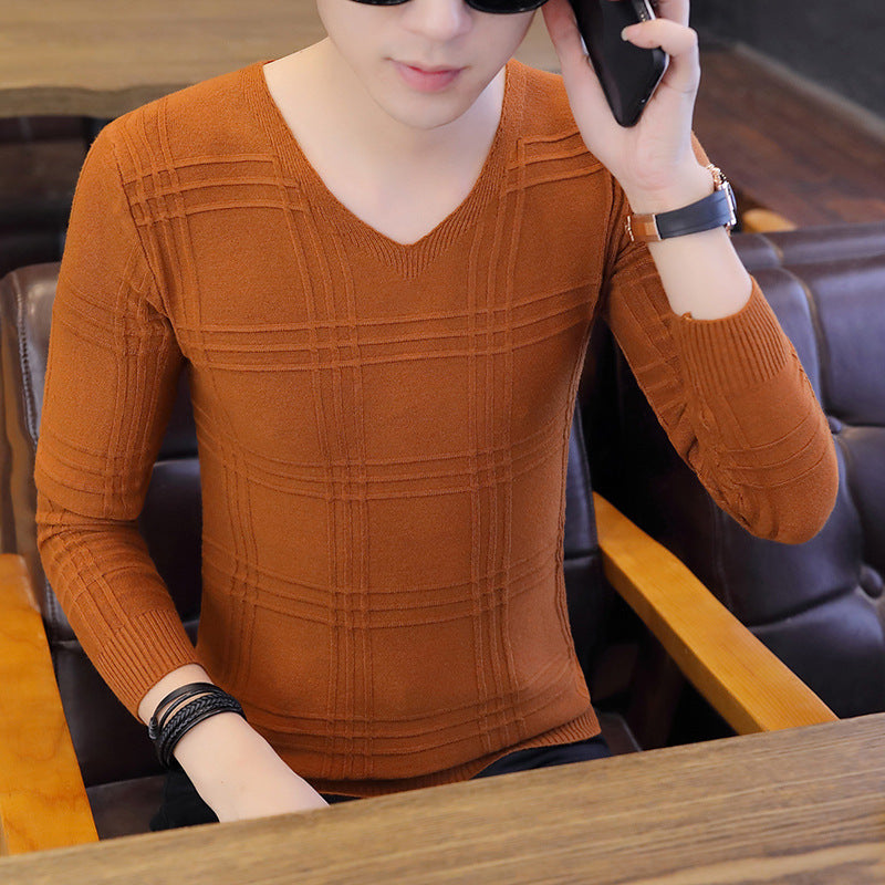 Herren Langarm-Pullover mit modernem Rippmuster und V-Ausschnitt Echoarchiv