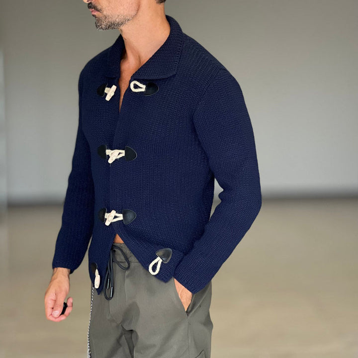 Herren Grob gestrickte Zip-Jacke mit seitlichen Eingrifftaschen und Stehkragen Echoarchiv