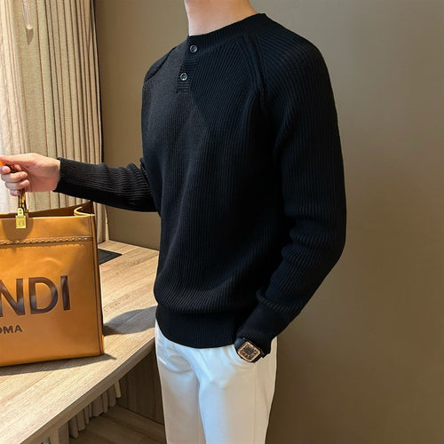 Herren Rippstrick-Pullover mit Knopfleiste Echo Archive