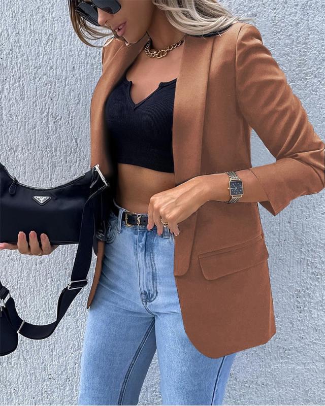 Damen Gemusterter Longblazer mit Kettenmuster, taillierter Silhouette und Pattentaschen Echoarchiv