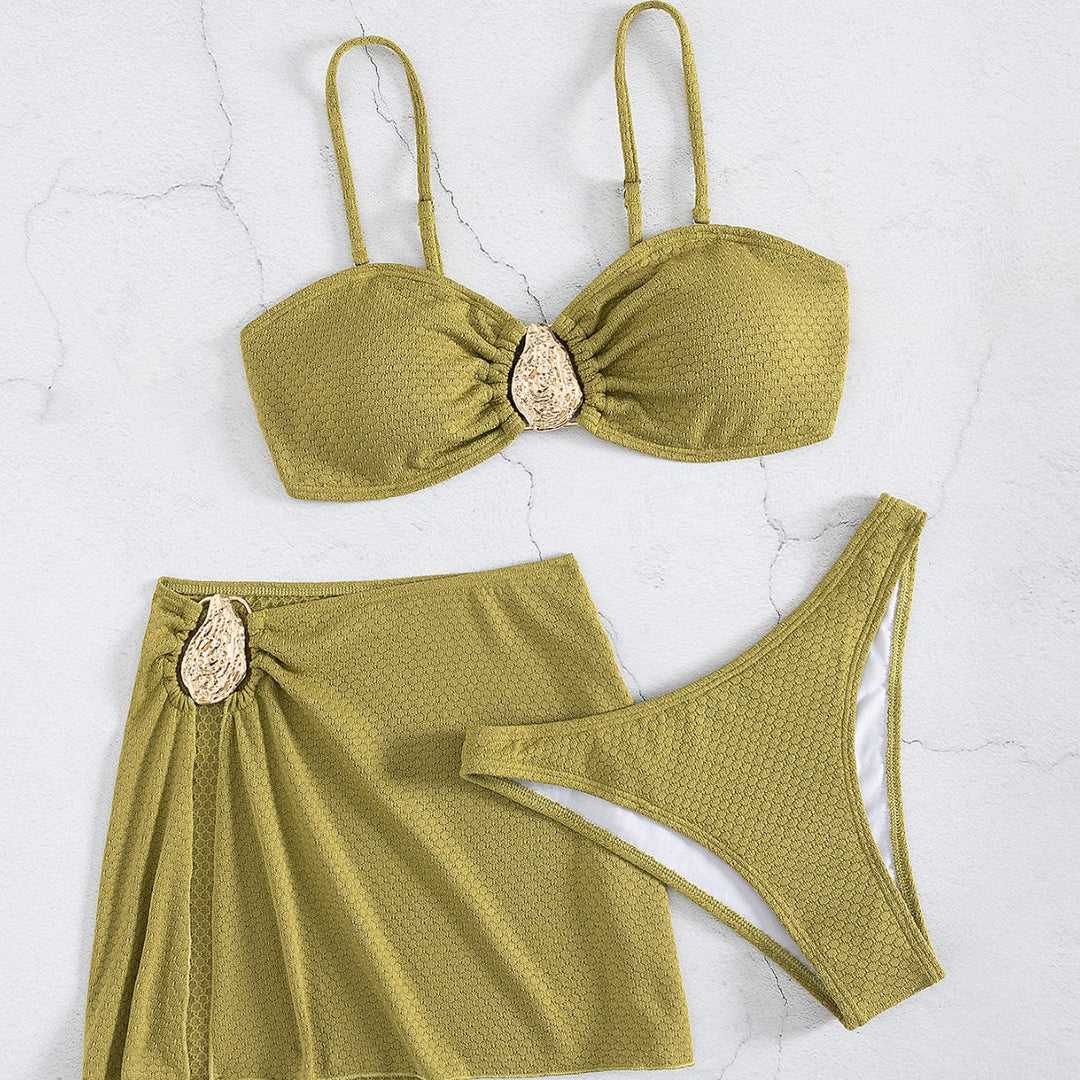 Damen Bikini-Set mit schimmerndem Stoff und eleganter Raffung Echo Archiv