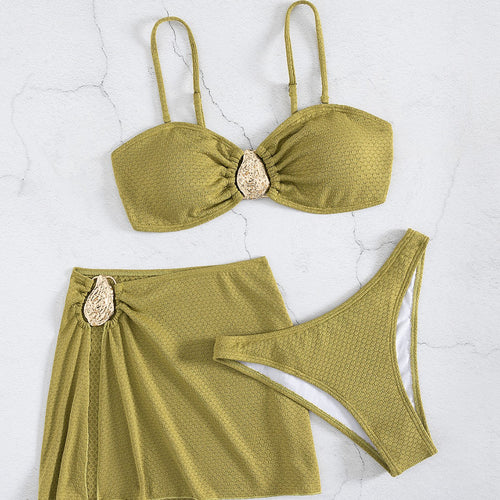 Damen Bikini-Set mit schimmerndem Stoff und eleganter Raffung Echo Archiv
