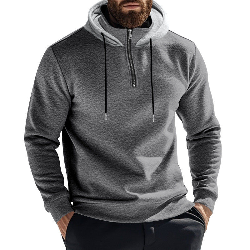 Herren sportlicher Hoodie mit halbem Reißverschluss und modernem Kapuzenaufbau Echoarchiv