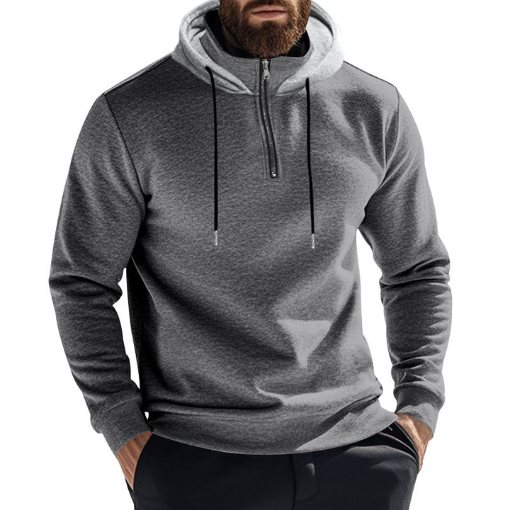 Herren sportlicher Hoodie mit halbem Reißverschluss und modernem Kapuzenaufbau Echoarchiv