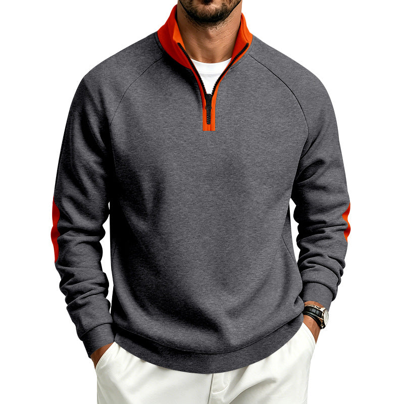 Herren Halbzip-Pullover mit Stehkragen und Ellbogen-Patches Echoarchiv