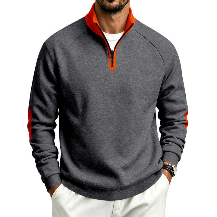 Herren Halbzip-Pullover mit Stehkragen und Ellbogen-Patches Echoarchiv