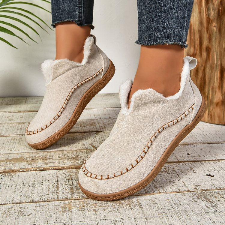 Damen Thermo‑Mokassin‑Slipper mit hohem Schaftkragen, handgenähter Ziernaht und flexibler Profilsohle Echo Archiv